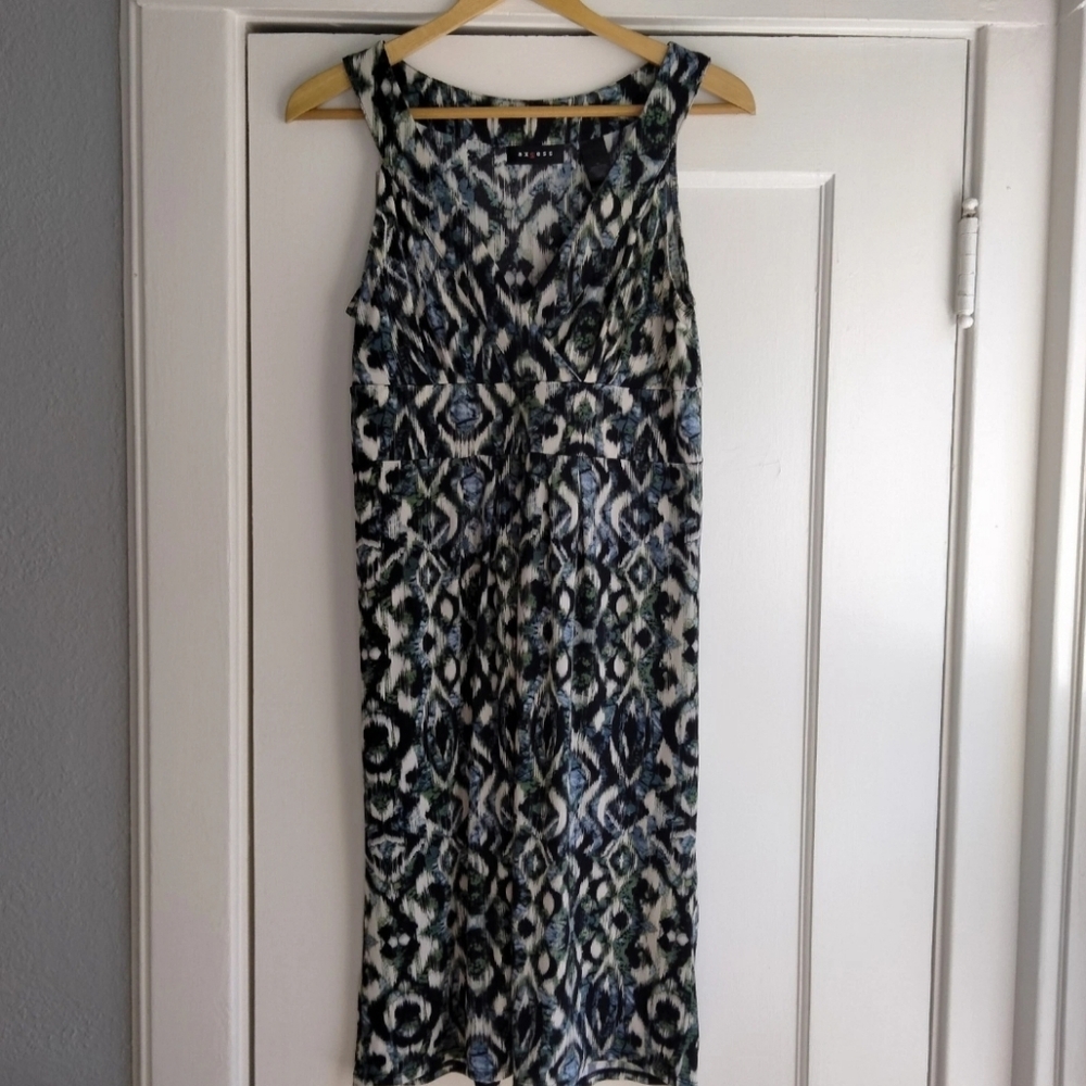Axcess Sleeveless Geometric Abstract Print V-Neck Midi Dress Women's Size M